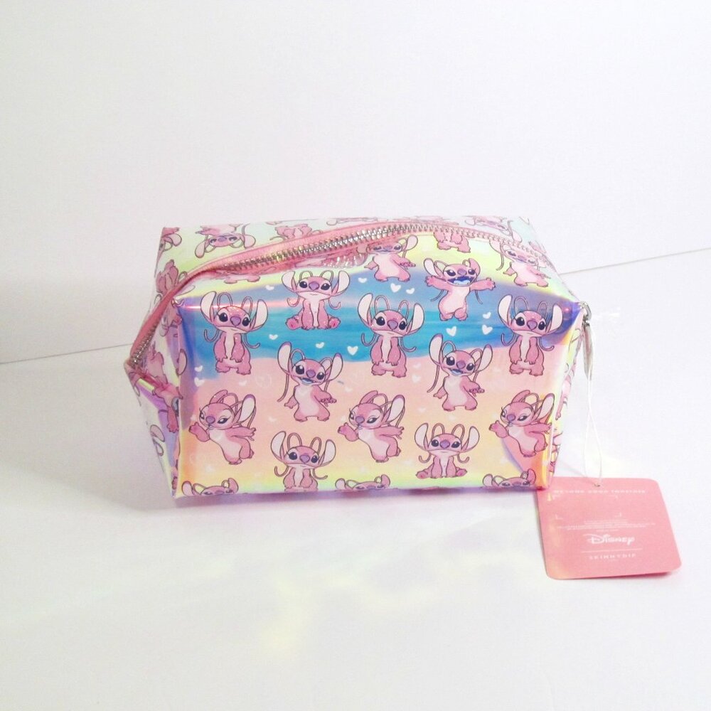 Disney Stich Angel Holographic Zippered Makeup Bag NWT